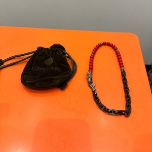 John Hardy Sterling Silver Estate Red Coral Naga Wrap Bracelet